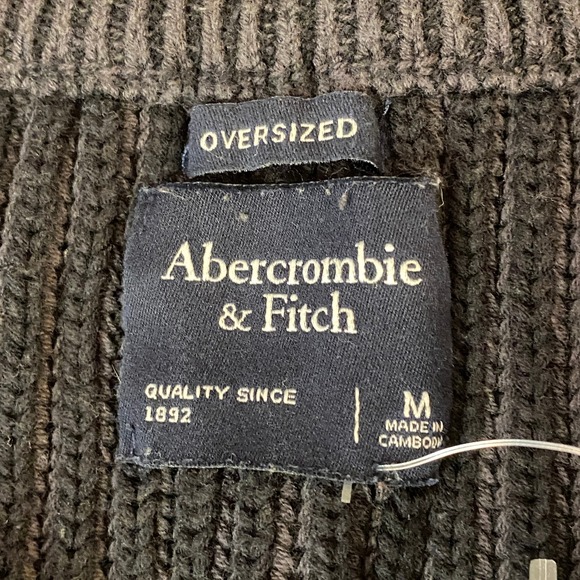 Abercrombie & Fitch Sweater Mens Medium 1/4 Zip Dark Gray Ribbed Knit Oversized - Picture 3 of 10